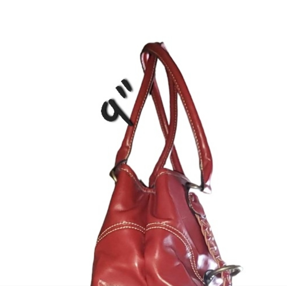 BIG ROOMY Cranberry Red Handbag Vegan Leather Purse Bag - Picture 12 of 12